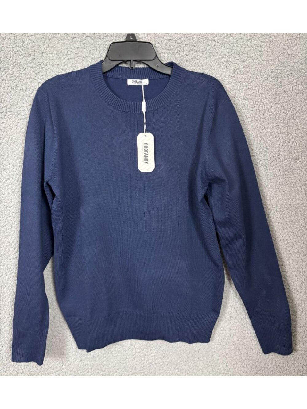 Coofandy Mens Navy Blue Crewneck Pullover Knit Sweater Size Small New With Tags